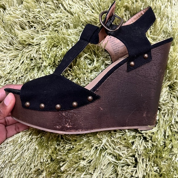 Black Suede Wedges - Picture 2 of 7